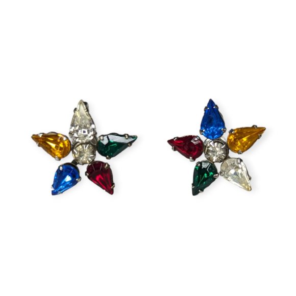 Vintage Order of the Eastern Star Rhinestone Earrings - Picture 1 of 6